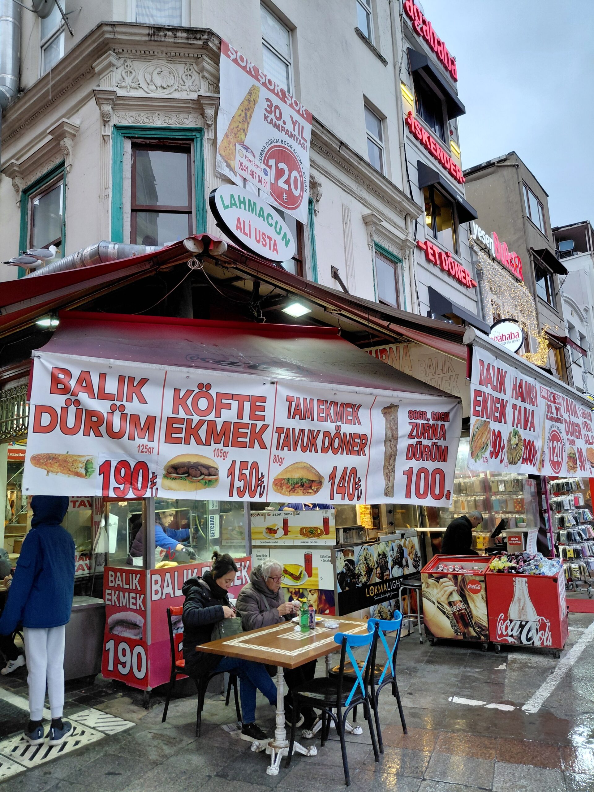 店の前を歩く人々